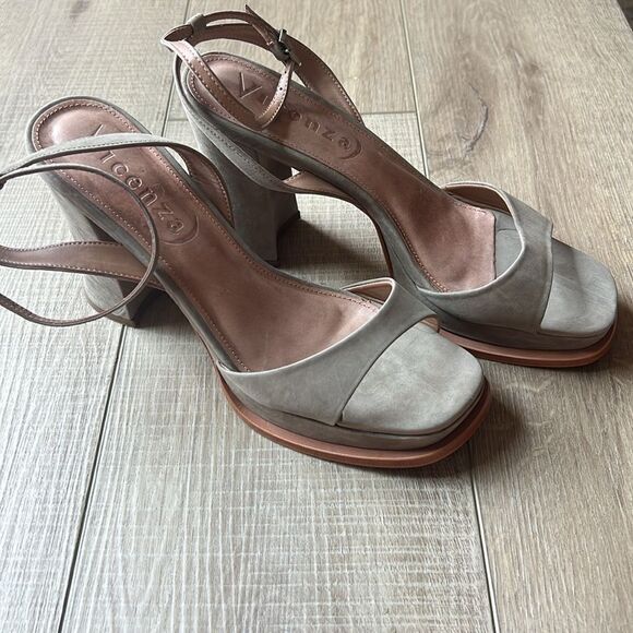 New ANTHROPOLOGIE x Vicenza Strappy Platform Heels Color Taupe US 9 - Picture 4 of 9